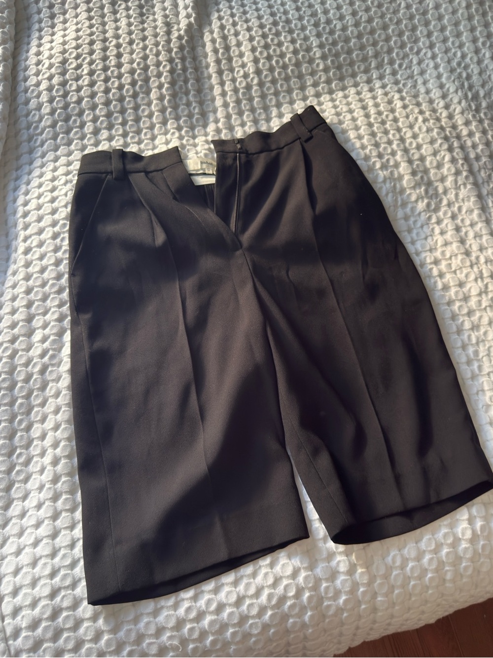 ba&sh Black Pleated Bermuda Shorts